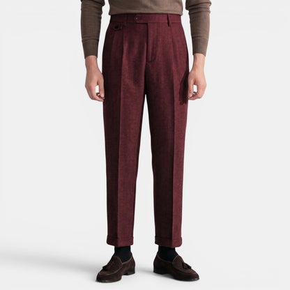 Men's Dress Trousers Slim Fit Vintage Flat-Front Tailored Smart-Casual Office Formal Everyday Edmund