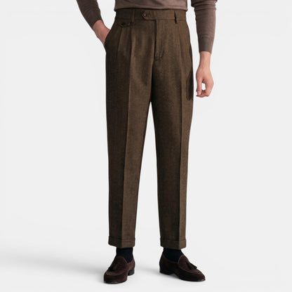 Men's Dress Trousers Slim Fit Vintage Flat-Front Tailored Smart-Casual Office Formal Everyday Edmund