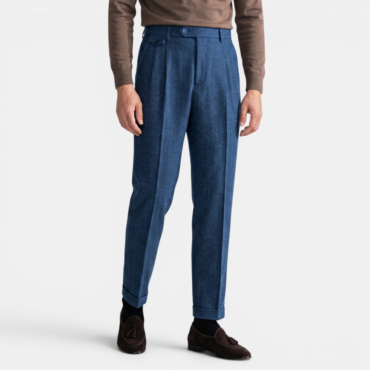 Men's Dress Trousers Slim Fit Vintage Flat-Front Tailored Smart-Casual Office Formal Everyday Edmund