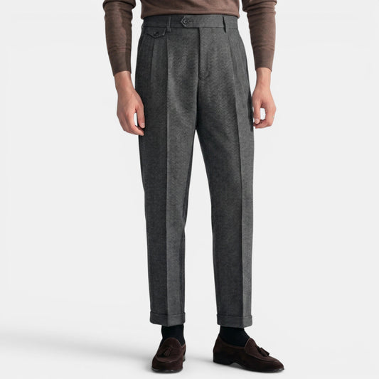Men's Dress Trousers Slim Fit Vintage Flat-Front Tailored Smart-Casual Office Formal Everyday Edmund