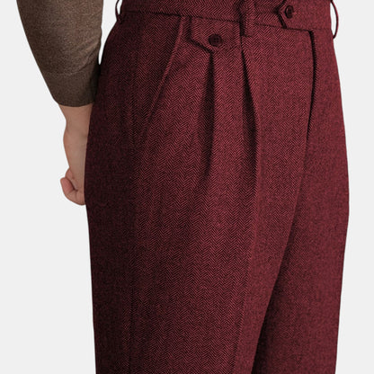 Men's Dress Trousers Slim Fit Vintage Flat-Front Tailored Smart-Casual Office Formal Everyday Edmund