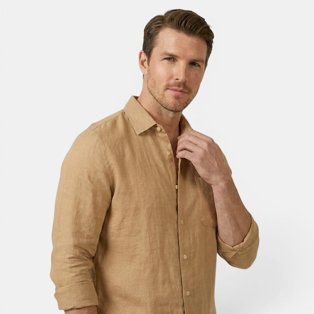 Men's Linen Shirt & Trousers Set Two-Piece Long-Sleeve Matching Breathable Holiday Beach Casual Outfit Silas
