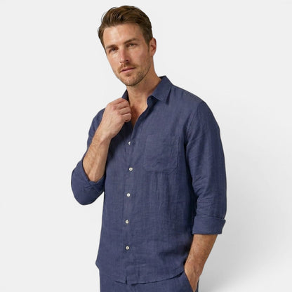Men's Linen Shirt & Trousers Set Two-Piece Long-Sleeve Matching Breathable Holiday Beach Casual Outfit Silas