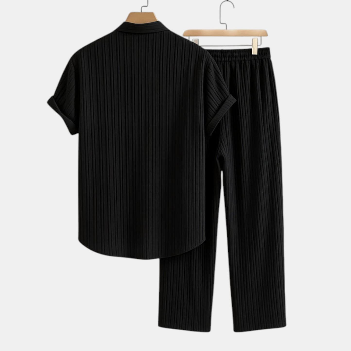 Men's Striped Shirt & Trousers Set Two-Piece Matching Collared Casual Smart-Casual Holiday Outfit Rhys