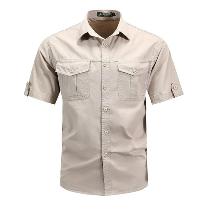 Men's Outdoor Shirt Functional Long-Sleeve Button-Up Utility Pockets Casual Hiking Travel Everyday Rugged Versatile Bracken