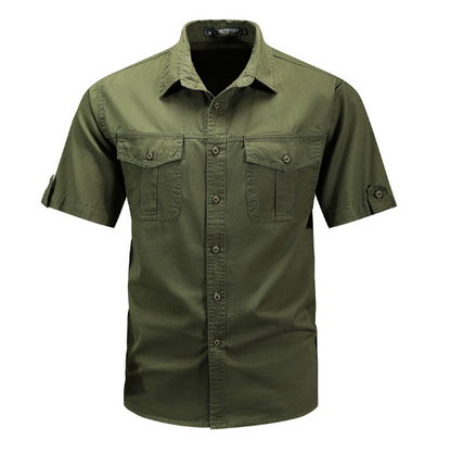 Men's Outdoor Shirt Functional Long-Sleeve Button-Up Utility Pockets Casual Hiking Travel Everyday Rugged Versatile Bracken