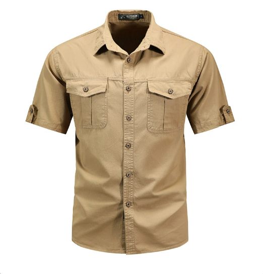 Men's Outdoor Shirt Functional Long-Sleeve Button-Up Utility Pockets Casual Hiking Travel Everyday Rugged Versatile Bracken
