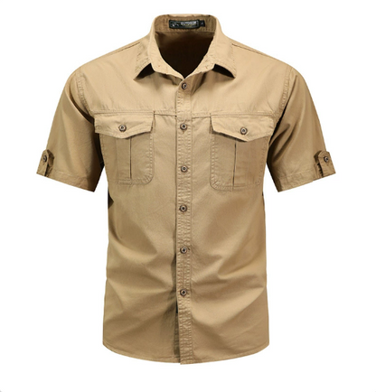 Men's Outdoor Shirt Functional Long-Sleeve Button-Up Utility Pockets Casual Hiking Travel Everyday Rugged Versatile Bracken