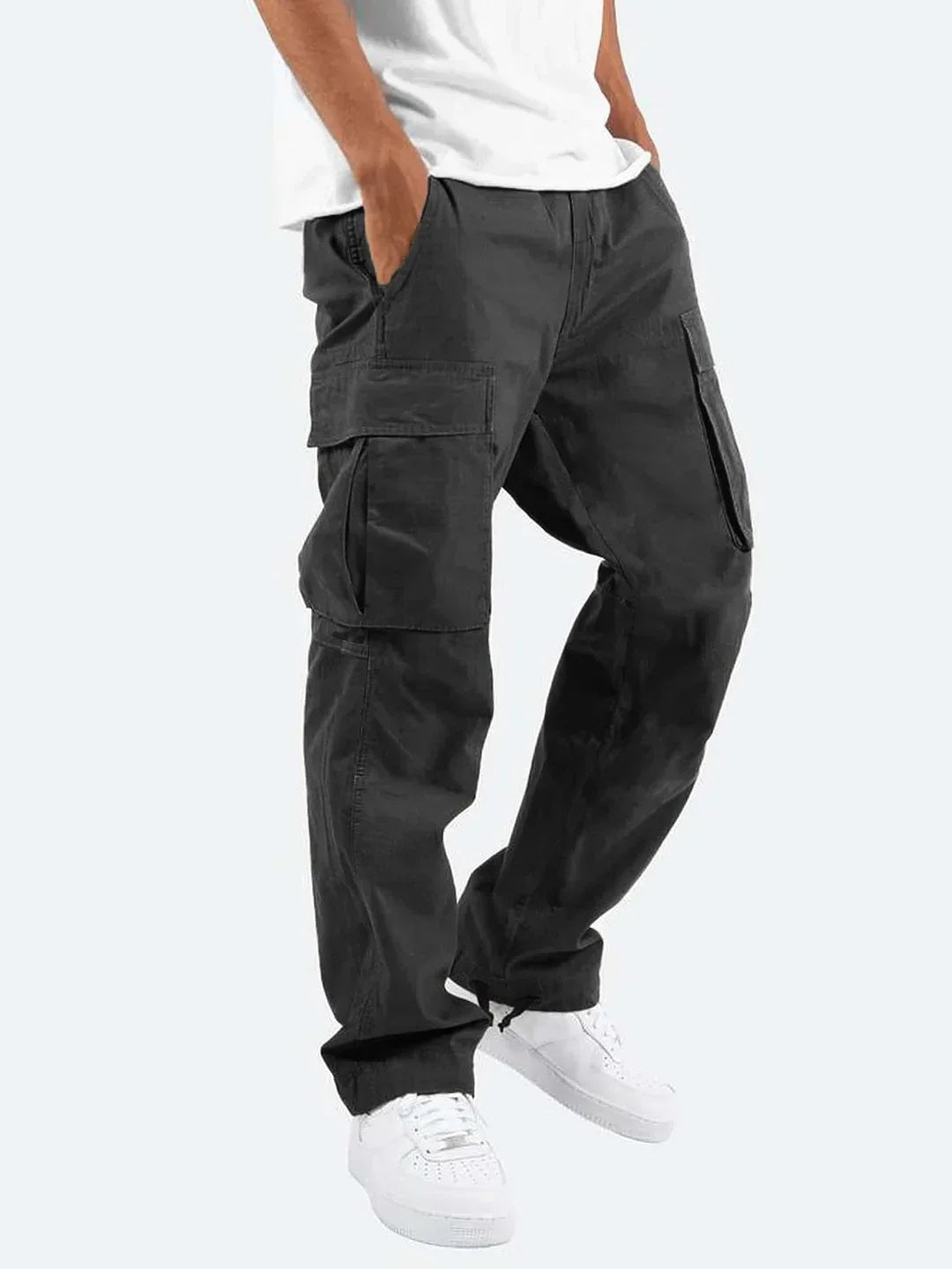Men's Relaxed Fit Cargo Trousers Utility Side Pockets Versatile Everyday Wear