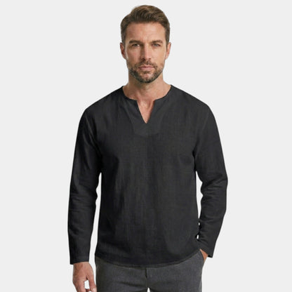Men's Cotton Shirt Long-Sleeve Button-Up Collared Soft Comfort Casual Smart-Casual Office Everyday Barnaby