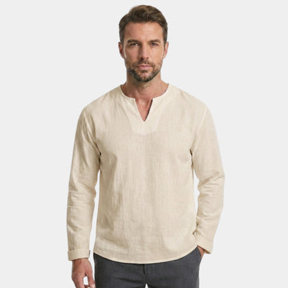 Men's Cotton Shirt Long-Sleeve Button-Up Collared Soft Comfort Casual Smart-Casual Office Everyday Barnaby