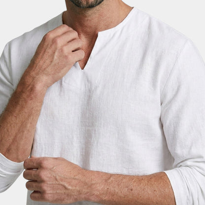 Men's Cotton Shirt Long-Sleeve Button-Up Collared Soft Comfort Casual Smart-Casual Office Everyday Barnaby