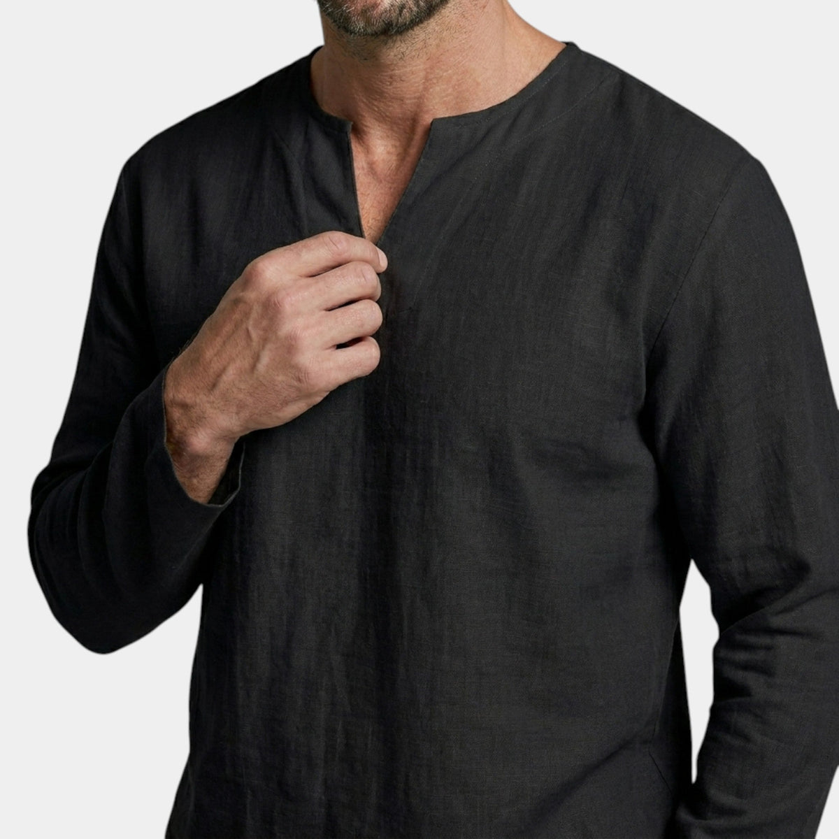 Men's Cotton Shirt Long-Sleeve Button-Up Collared Soft Comfort Casual Smart-Casual Office Everyday Barnaby