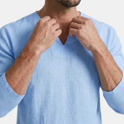 Men's Cotton Shirt Long-Sleeve Button-Up Collared Soft Comfort Casual Smart-Casual Office Everyday Barnaby