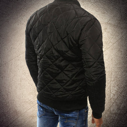 Men's Quilted Bomber Jacket Zip-Up Diamond Quilt Casual Everyday Layering