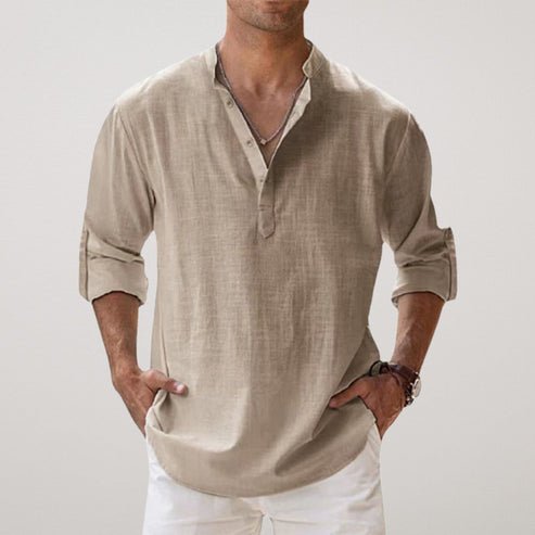 Men's Relaxed Fit Shirt Long-Sleeve Button-Up Collared Casual Smart-Casual Office Everyday Versatile Rowe