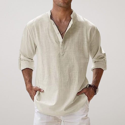 Men's Relaxed Fit Shirt Long-Sleeve Button-Up Collared Casual Smart-Casual Office Everyday Versatile Rowe