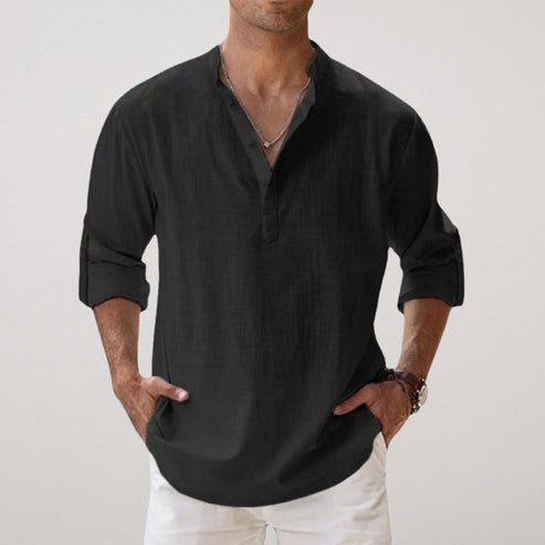 Men's Relaxed Fit Shirt Long-Sleeve Button-Up Collared Casual Smart-Casual Office Everyday Versatile Rowe