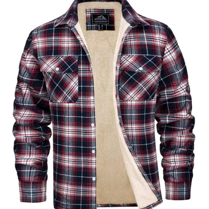 Men's Flannel Shirt Jacket Plaid Casual Layered Warm Outerwear