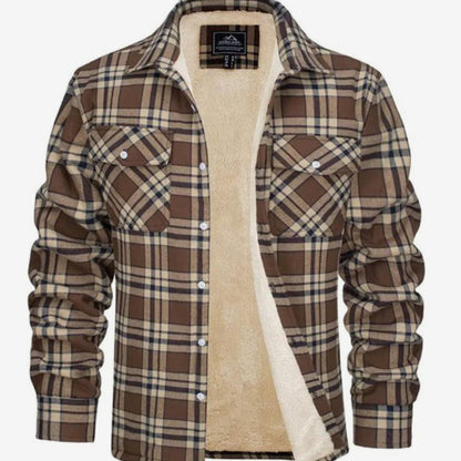 Men's Flannel Shirt Jacket Plaid Casual Layered Warm Outerwear