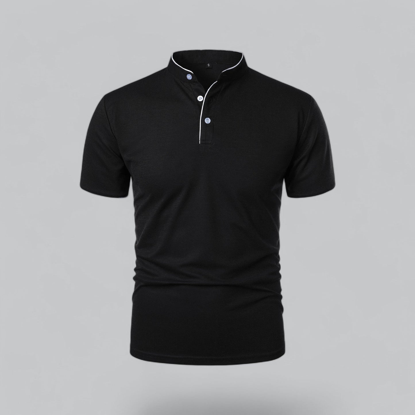 Men's Collarless Polo Shirt Short-Sleeve Henley Button Placket Casual Smart-Casual Everyday Golf Sport Versatile Wexley