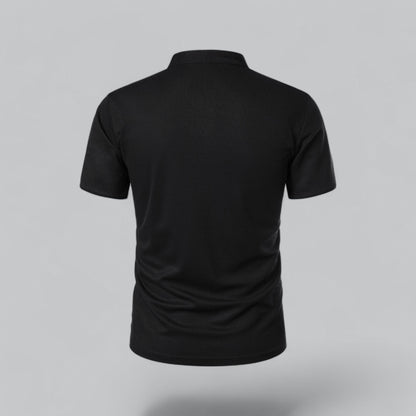 Men's Collarless Polo Shirt Short-Sleeve Henley Button Placket Casual Smart-Casual Everyday Golf Sport Versatile Wexley