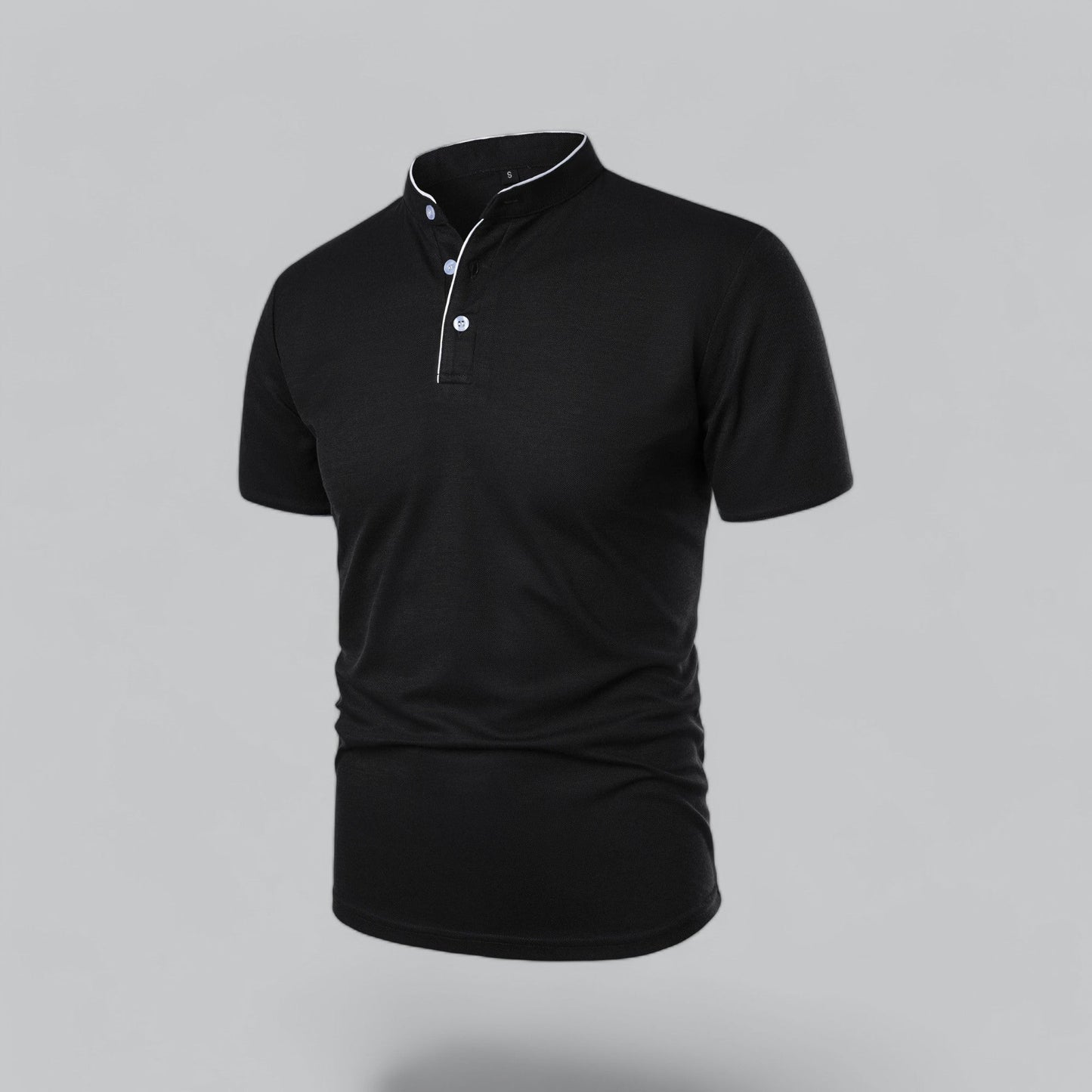 Men's Collarless Polo Shirt Short-Sleeve Henley Button Placket Casual Smart-Casual Everyday Golf Sport Versatile Wexley