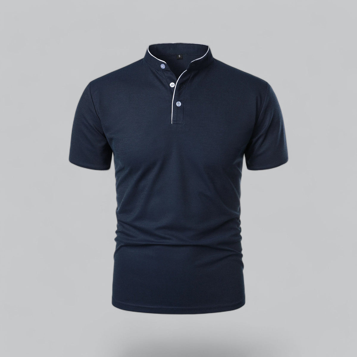 Men's Collarless Polo Shirt Short-Sleeve Henley Button Placket Casual Smart-Casual Everyday Golf Sport Versatile Wexley