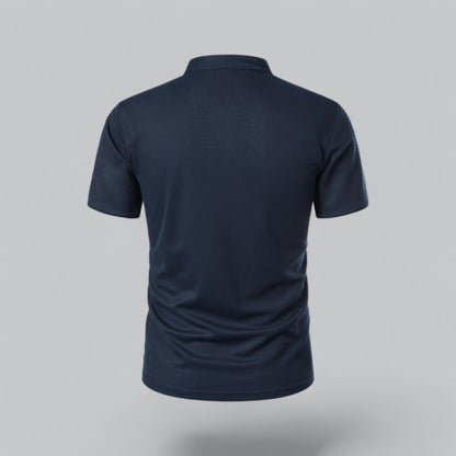 Men's Collarless Polo Shirt Short-Sleeve Henley Button Placket Casual Smart-Casual Everyday Golf Sport Versatile Wexley