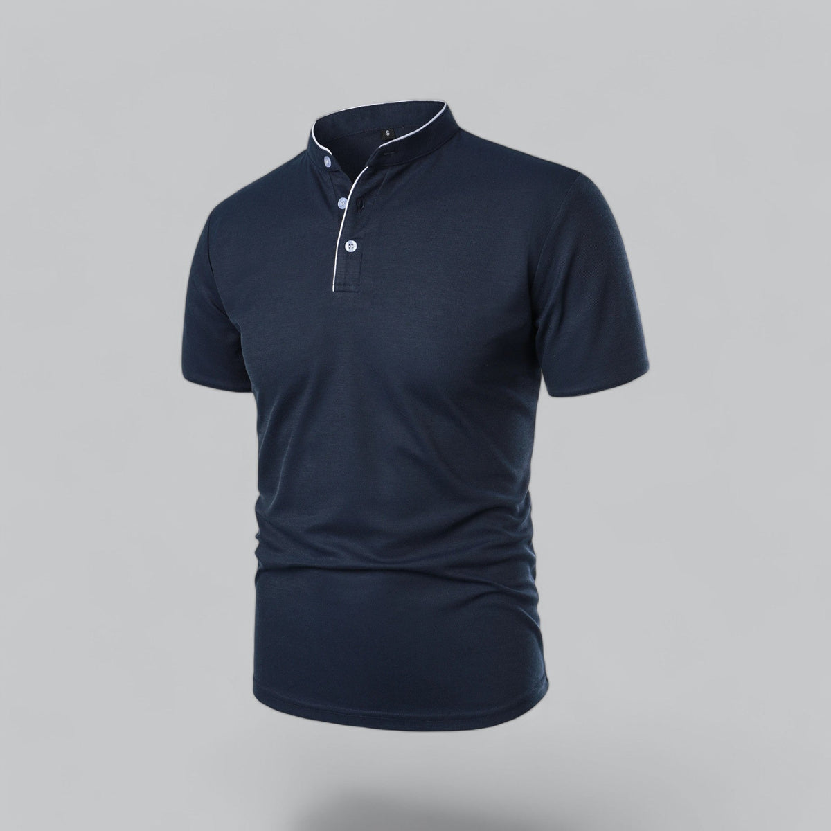 Men's Collarless Polo Shirt Short-Sleeve Henley Button Placket Casual Smart-Casual Everyday Golf Sport Versatile Wexley
