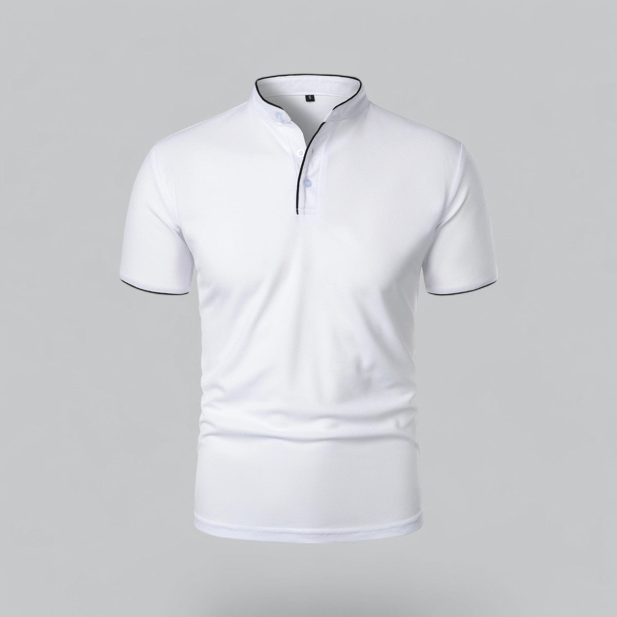 Men's Collarless Polo Shirt Short-Sleeve Henley Button Placket Casual Smart-Casual Everyday Golf Sport Versatile Wexley