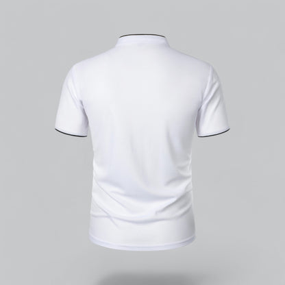 Men's Collarless Polo Shirt Short-Sleeve Henley Button Placket Casual Smart-Casual Everyday Golf Sport Versatile Wexley