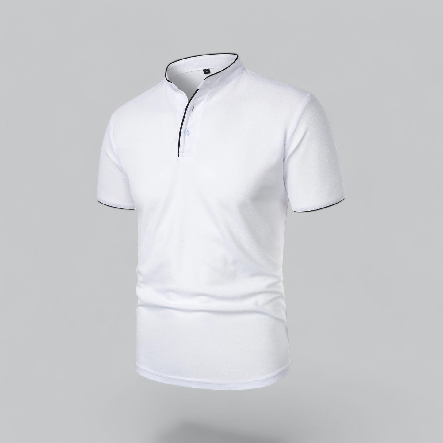 Men's Collarless Polo Shirt Short-Sleeve Henley Button Placket Casual Smart-Casual Everyday Golf Sport Versatile Wexley
