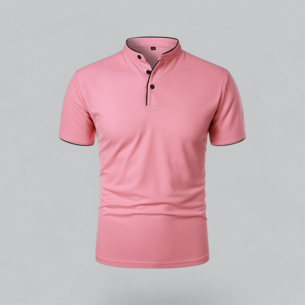 Men's Collarless Polo Shirt Short-Sleeve Henley Button Placket Casual Smart-Casual Everyday Golf Sport Versatile Wexley