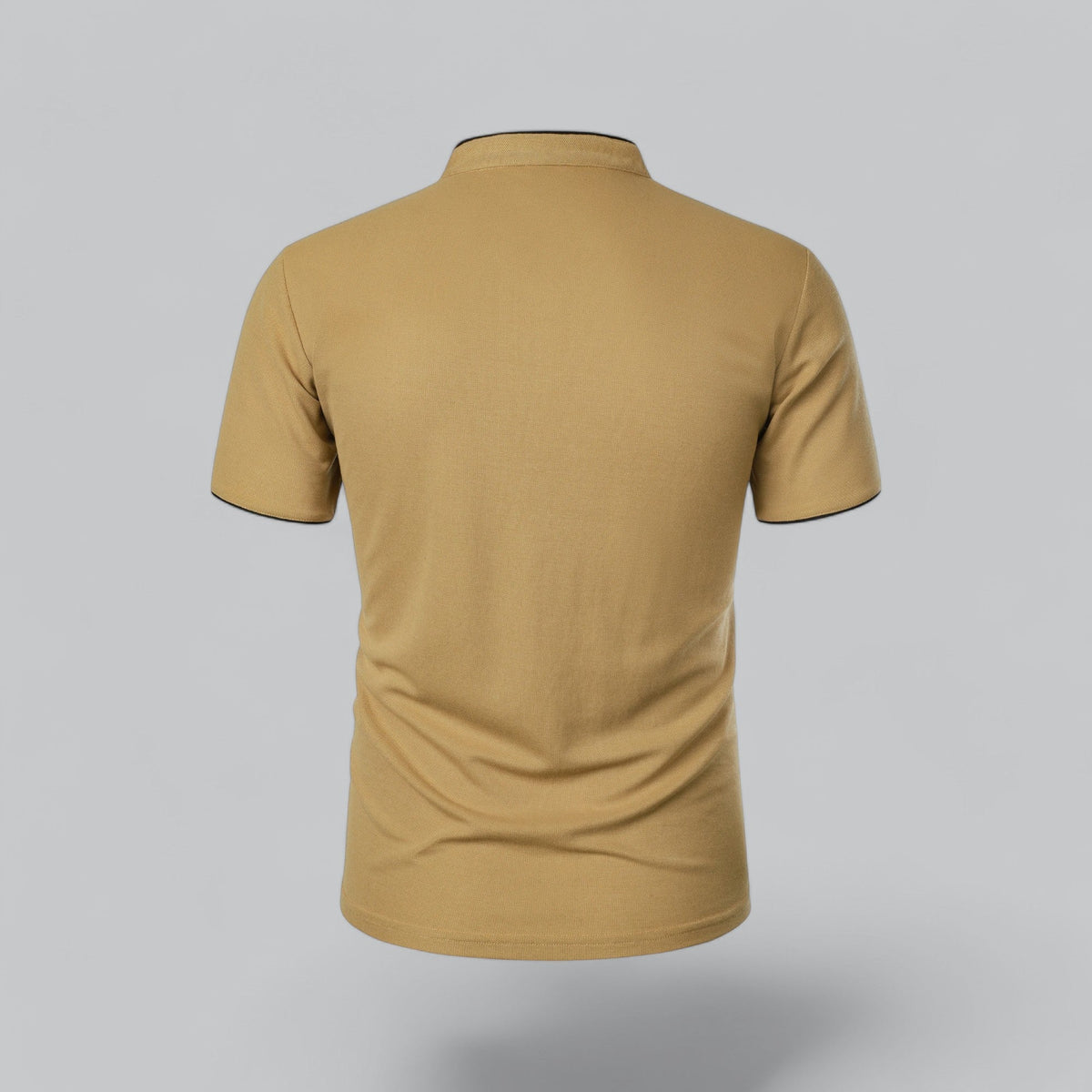 Men's Collarless Polo Shirt Short-Sleeve Henley Button Placket Casual Smart-Casual Everyday Golf Sport Versatile Wexley