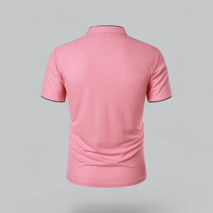 Men's Collarless Polo Shirt Short-Sleeve Henley Button Placket Casual Smart-Casual Everyday Golf Sport Versatile Wexley