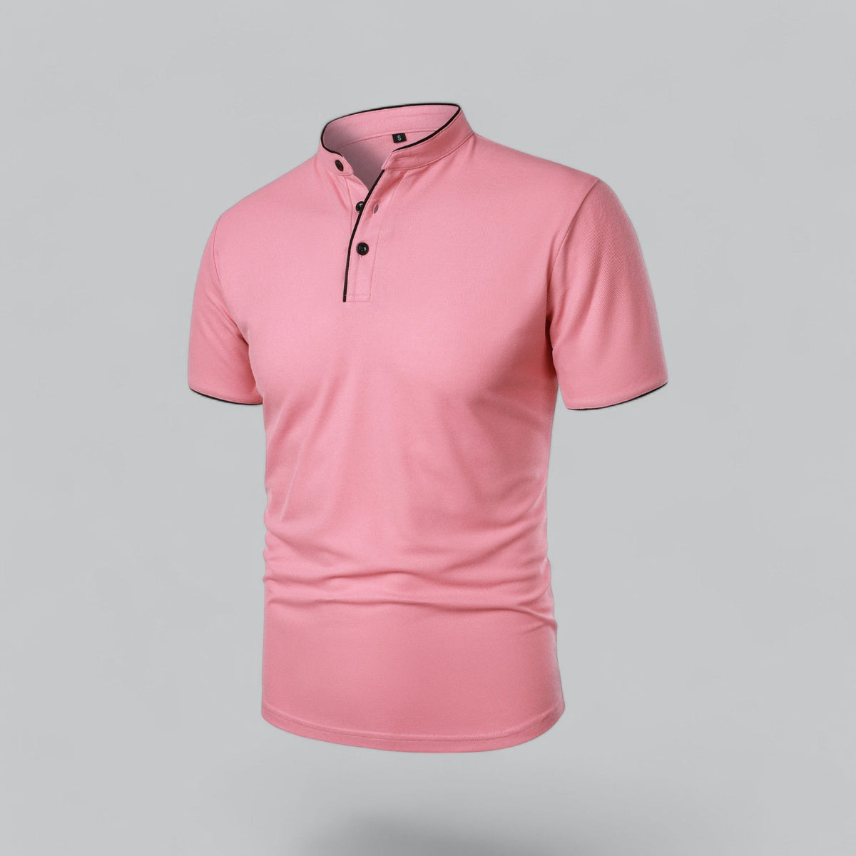 Men's Collarless Polo Shirt Short-Sleeve Henley Button Placket Casual Smart-Casual Everyday Golf Sport Versatile Wexley