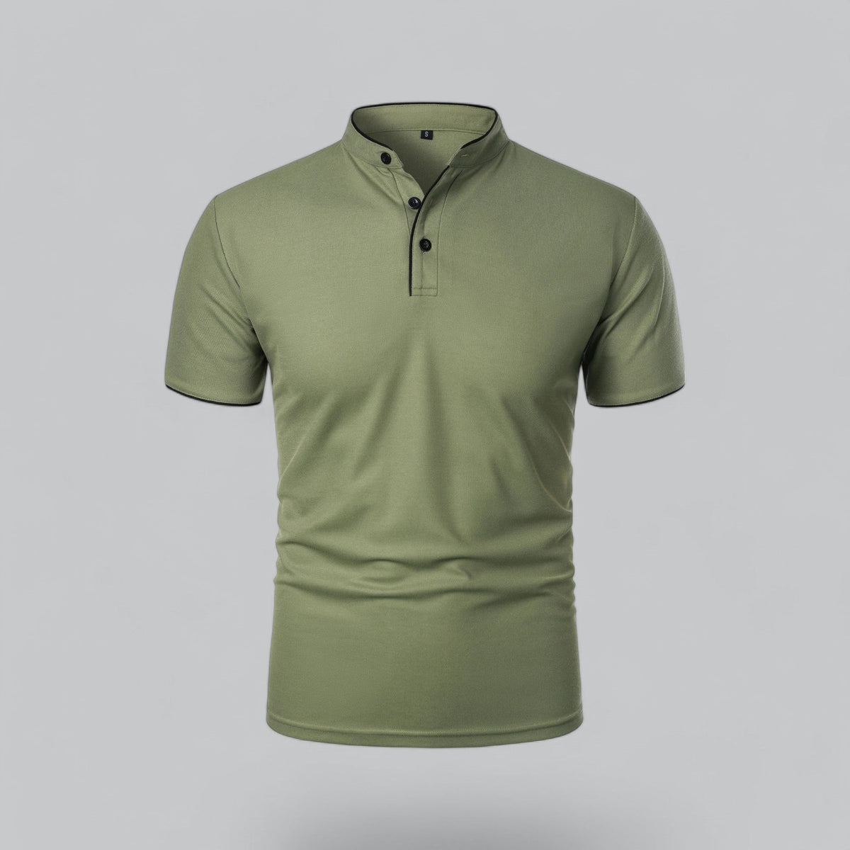 Men's Collarless Polo Shirt Short-Sleeve Henley Button Placket Casual Smart-Casual Everyday Golf Sport Versatile Wexley
