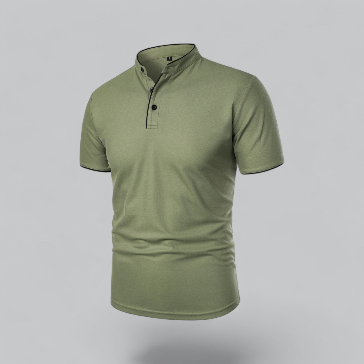 Men's Collarless Polo Shirt Short-Sleeve Henley Button Placket Casual Smart-Casual Everyday Golf Sport Versatile Wexley