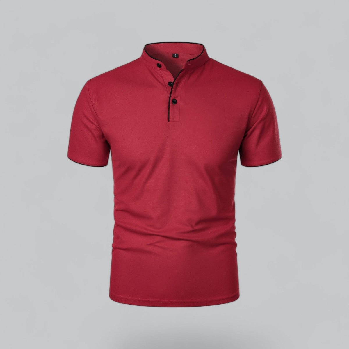 Men's Collarless Polo Shirt Short-Sleeve Henley Button Placket Casual Smart-Casual Everyday Golf Sport Versatile Wexley