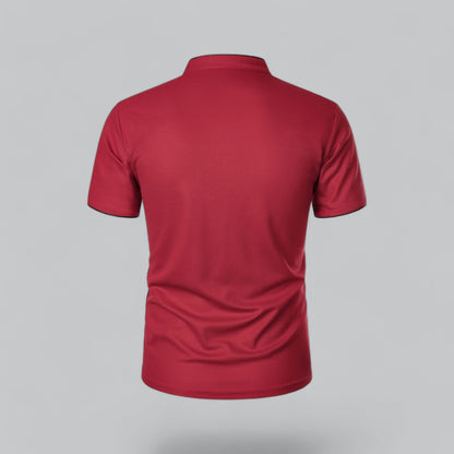 Men's Collarless Polo Shirt Short-Sleeve Henley Button Placket Casual Smart-Casual Everyday Golf Sport Versatile Wexley