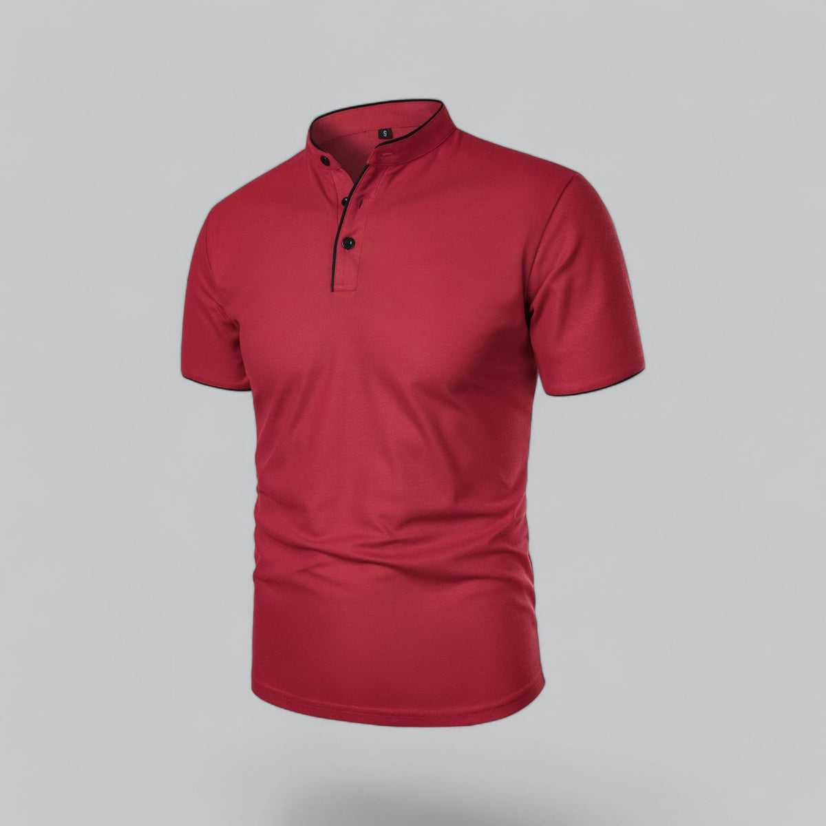 Men's Collarless Polo Shirt Short-Sleeve Henley Button Placket Casual Smart-Casual Everyday Golf Sport Versatile Wexley