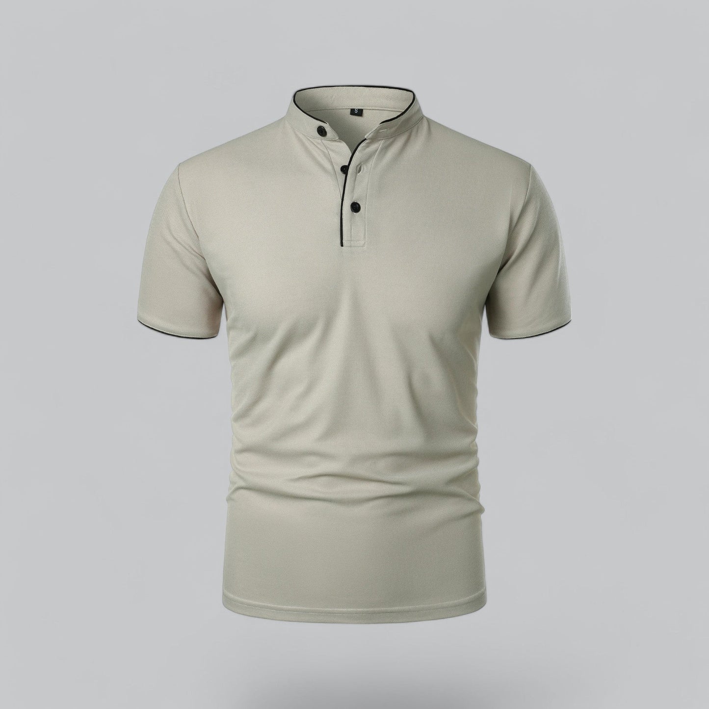 Men's Collarless Polo Shirt Short-Sleeve Henley Button Placket Casual Smart-Casual Everyday Golf Sport Versatile Wexley