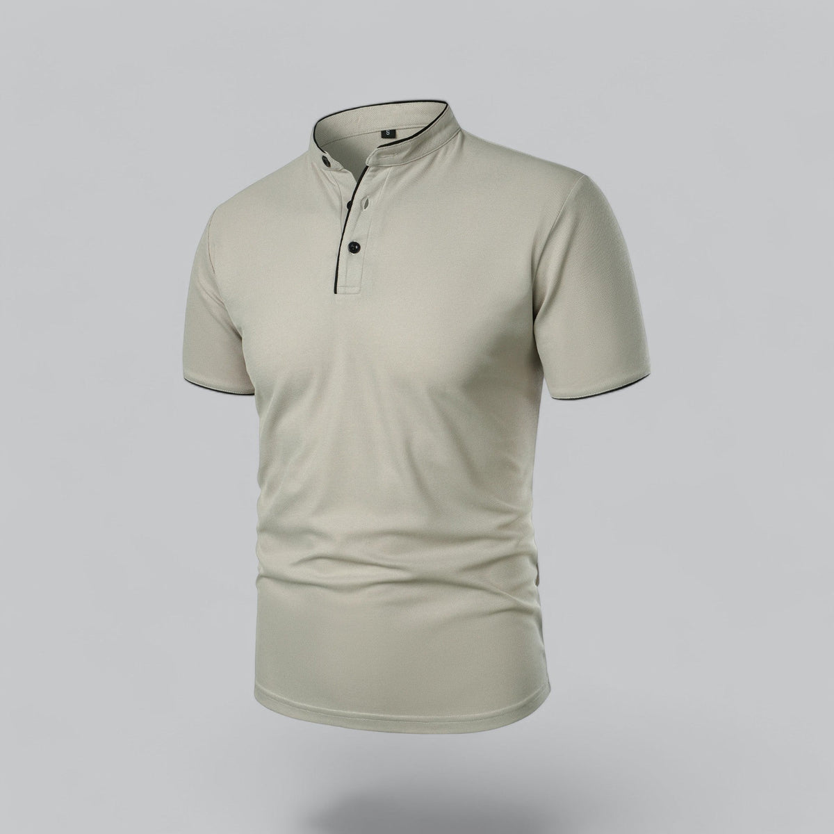 Men's Collarless Polo Shirt Short-Sleeve Henley Button Placket Casual Smart-Casual Everyday Golf Sport Versatile Wexley