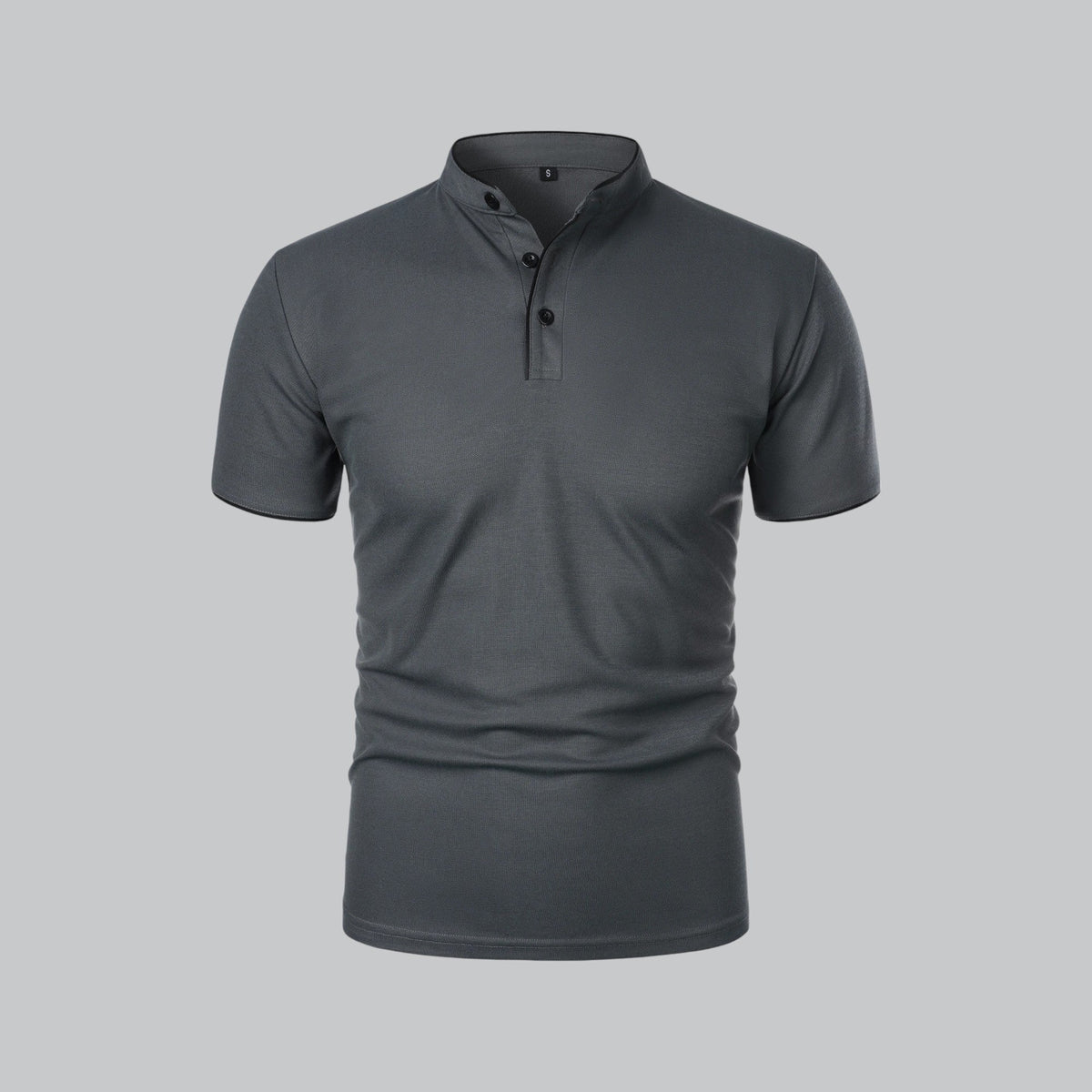Men's Collarless Polo Shirt Short-Sleeve Henley Button Placket Casual Smart-Casual Everyday Golf Sport Versatile Wexley