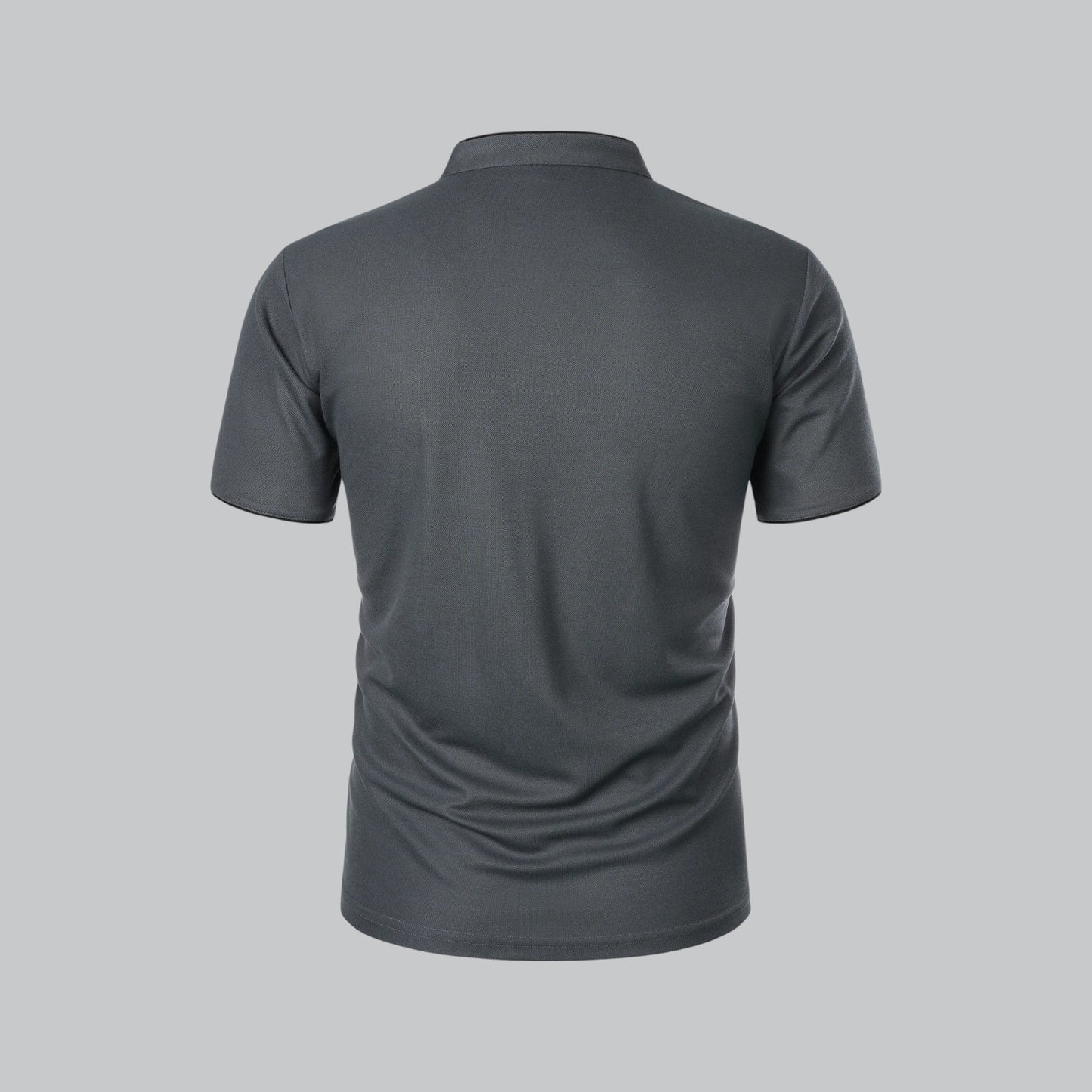 Men's Collarless Polo Shirt Short-Sleeve Henley Button Placket Casual Smart-Casual Everyday Golf Sport Versatile Wexley