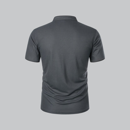 Men's Collarless Polo Shirt Short-Sleeve Henley Button Placket Casual Smart-Casual Everyday Golf Sport Versatile Wexley