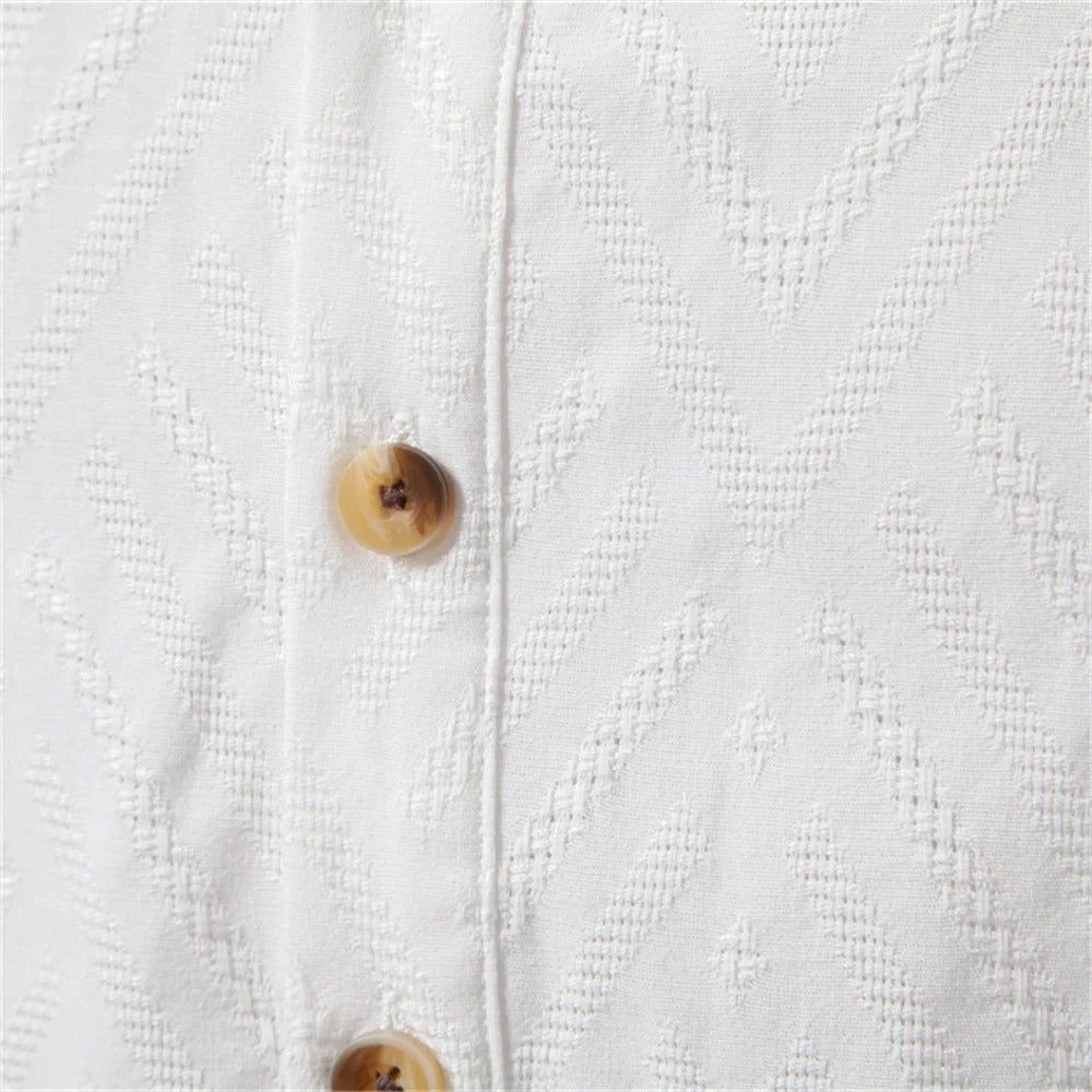 Men's Stand-Up Collar Shirt Long-Sleeve Button-Up Casual Smart-Casual Office Everyday Relaxed Fit Versatile Rennard