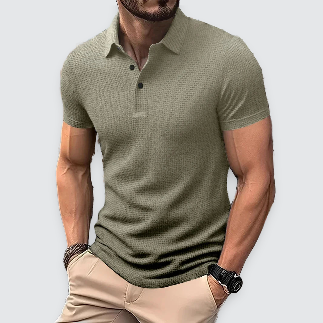 Men's Textured Polo Shirt Classic Short-Sleeve Collared Ribbed Casual Smart-Casual Everyday Golf Sport Regular Calloway