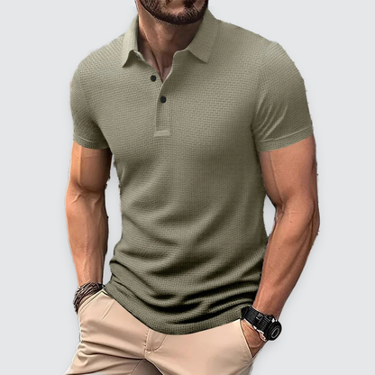 Men's Textured Polo Shirt Classic Short-Sleeve Collared Ribbed Casual Smart-Casual Everyday Golf Sport Regular Calloway